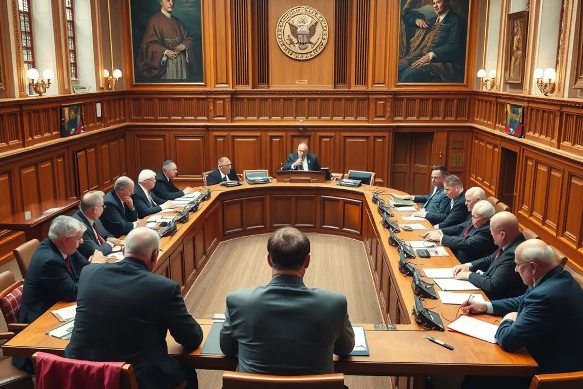 Councillors debating around a long table in a council chamber